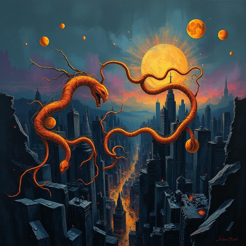 Abstract World in Anguish: A Surreal Biopunk Vision