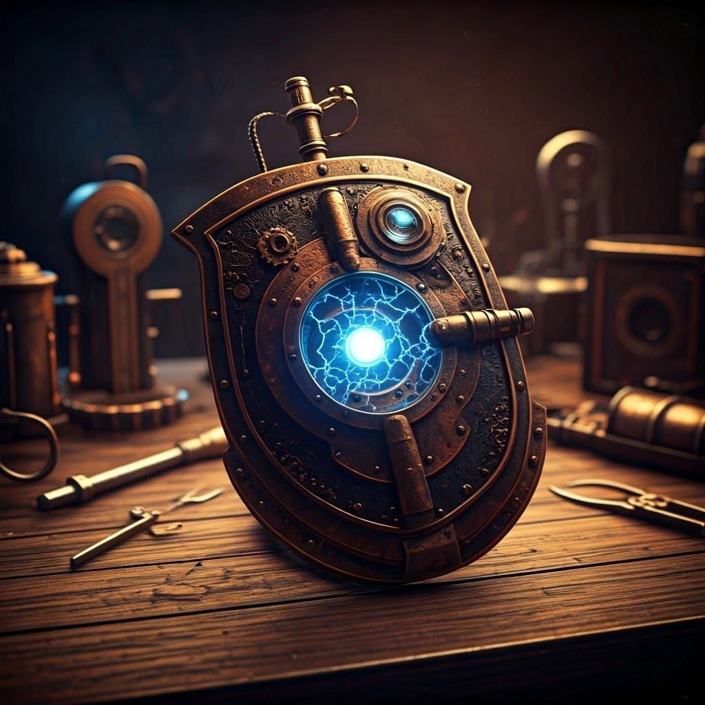 Steampunk Shield with Spinning Energy Core