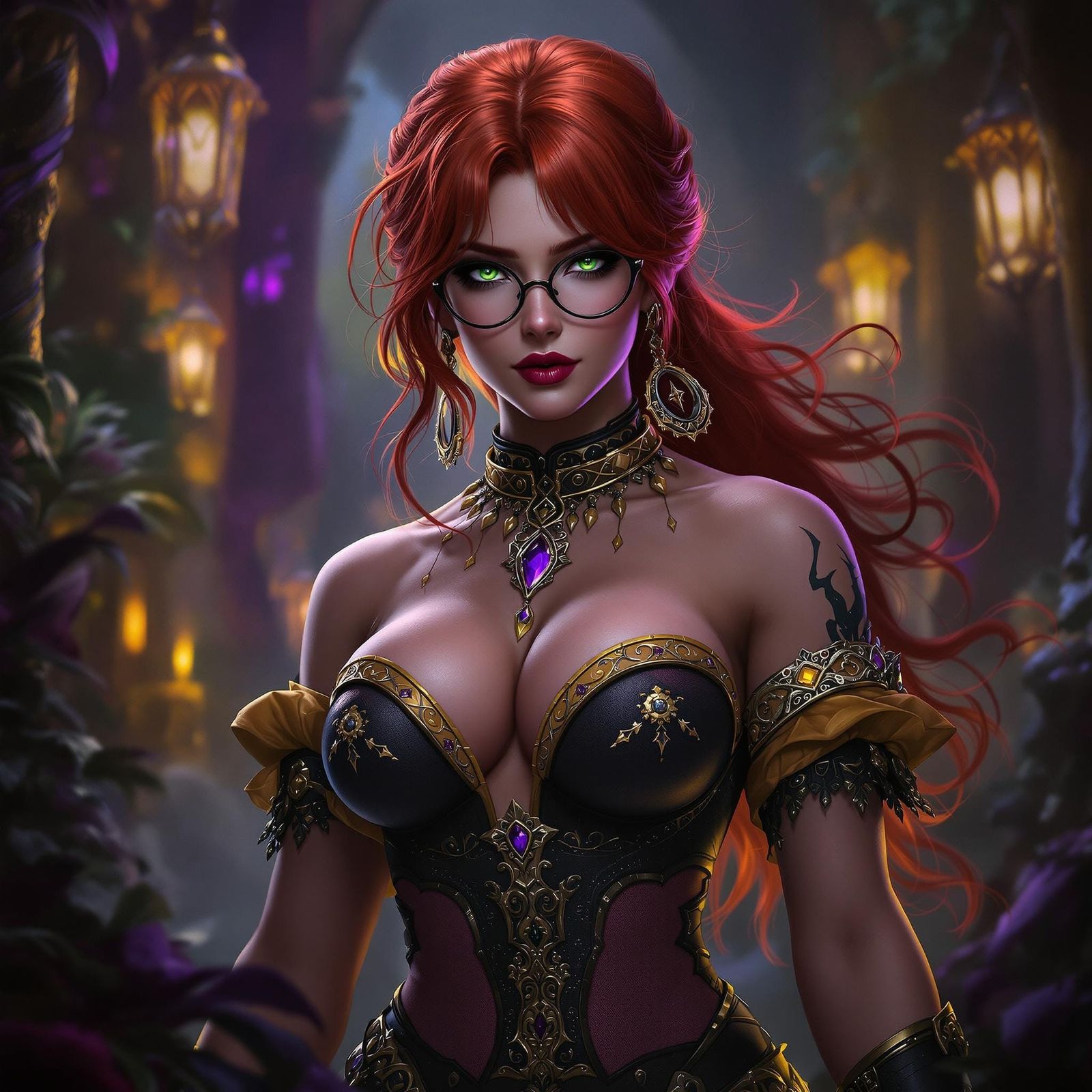 Red-Haired Woman in Dark Fantasy Style