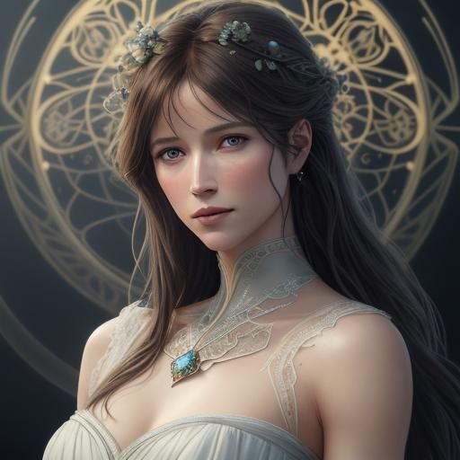 Art Nouveau Portrait with Volumetric Lighting