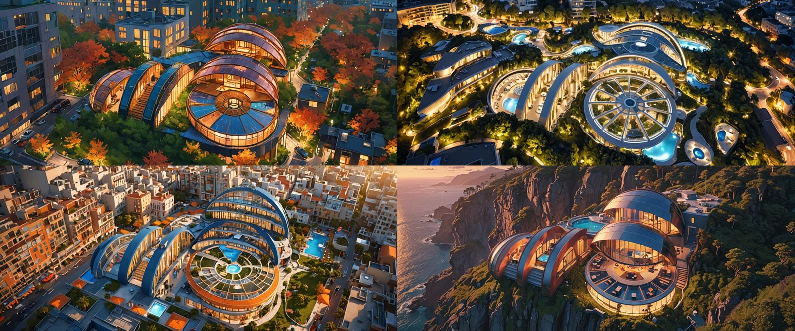 Modern Boutique Hotel Panorama in Futuristic Style