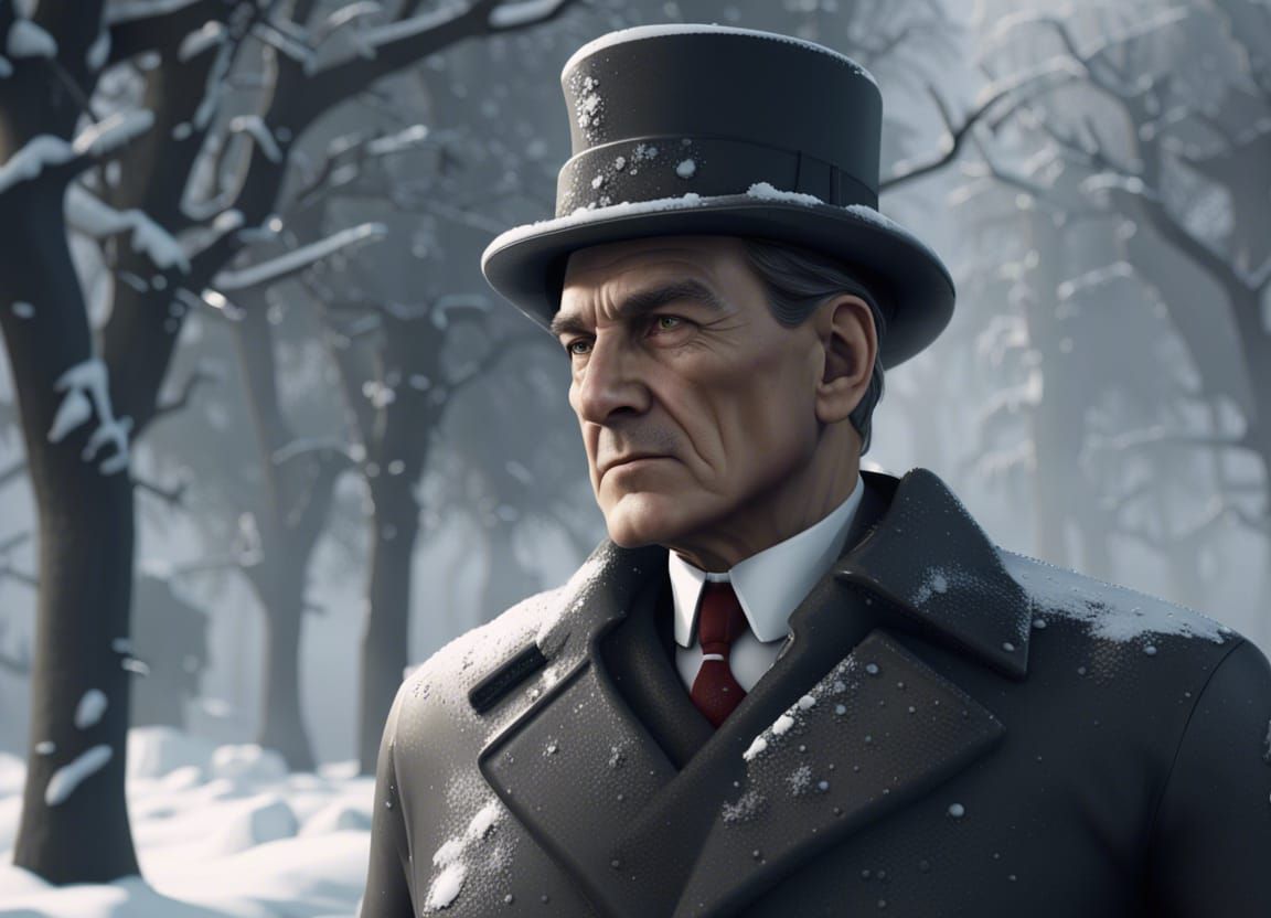 Atatürk Walks on Snowy Day: 3D Game Cinematic