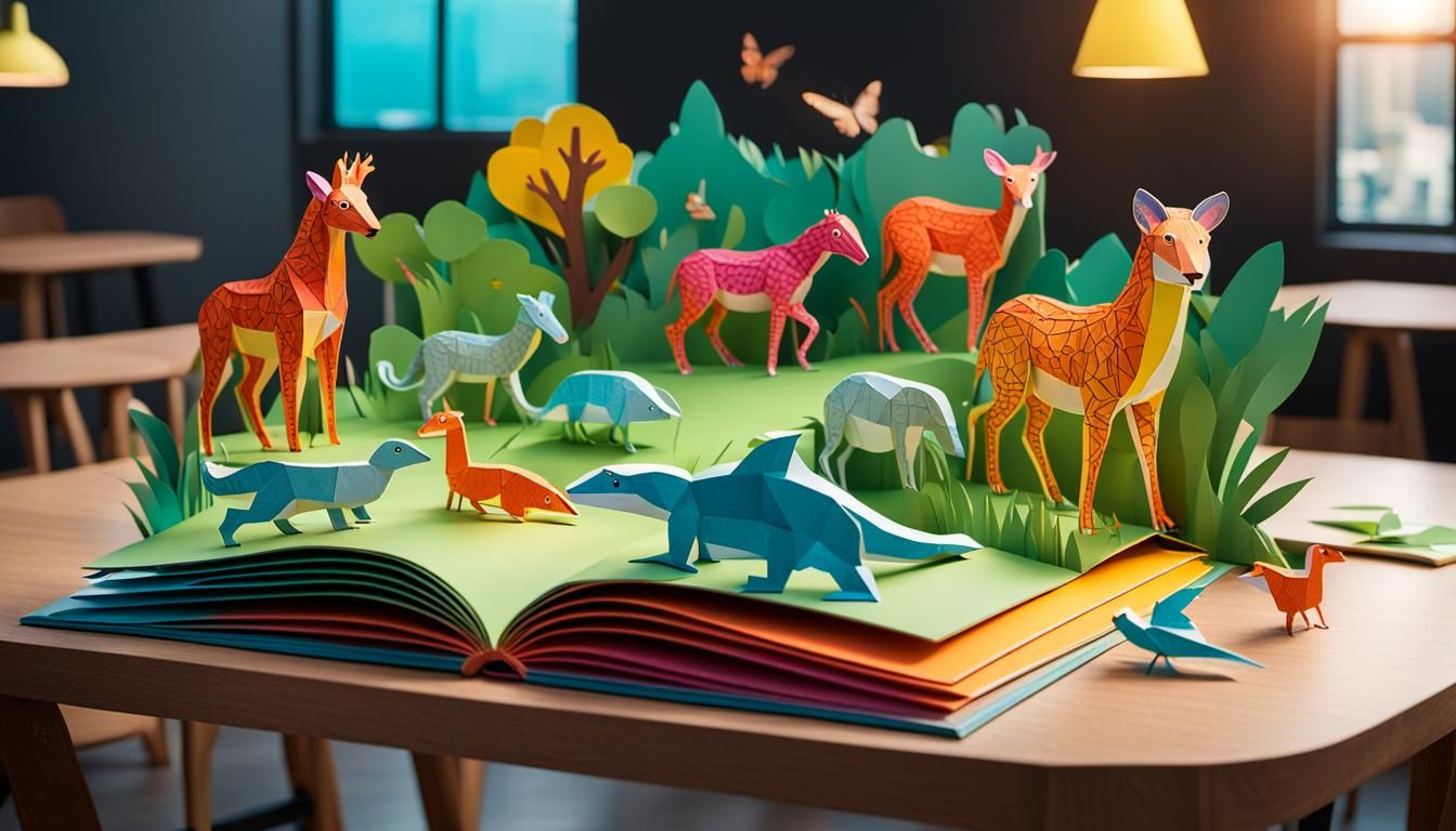 Colorful 3D Animal Popup Book in Hyperrealistic Style