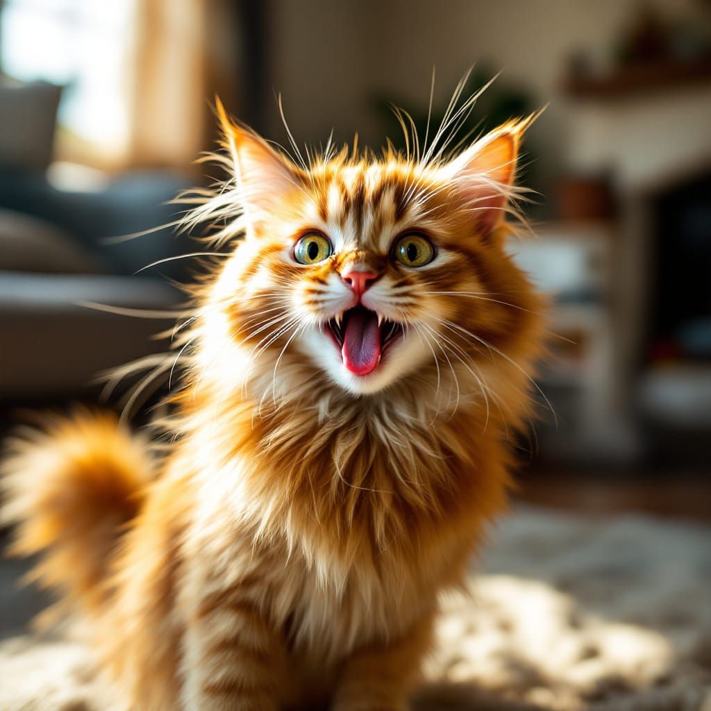 Ginger Cat Attacks Camera Lens in Hyper-Realistic Photo