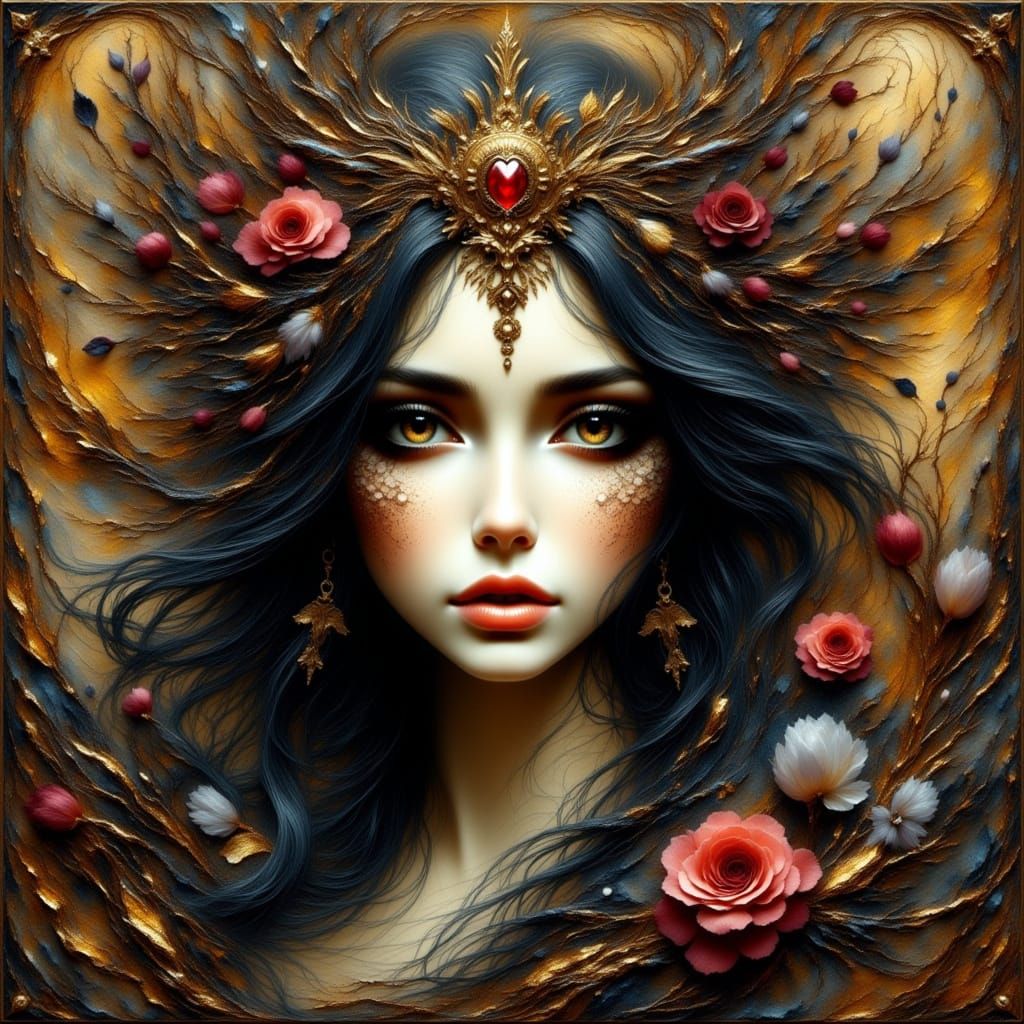 Gothic Portrait with Nature Elements and Soft Focus