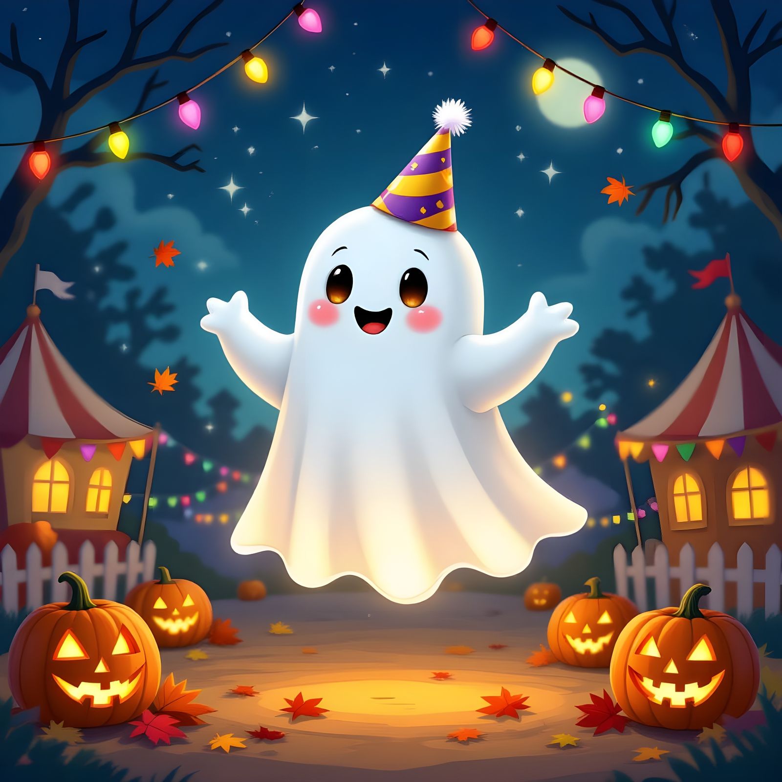 Friendly Ghost Enjoying Halloween Vacation