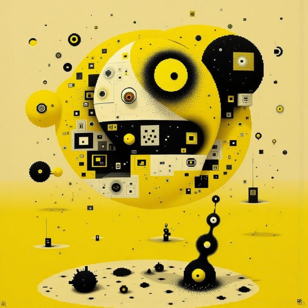 Vibrant Yellow Geometric Minimalism Art