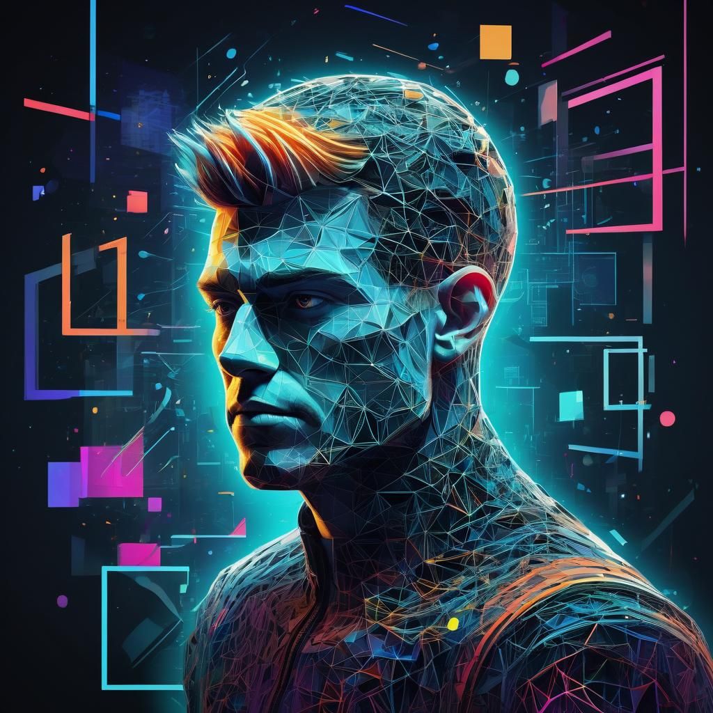 Geometric Cubism Portrait of Web Developer