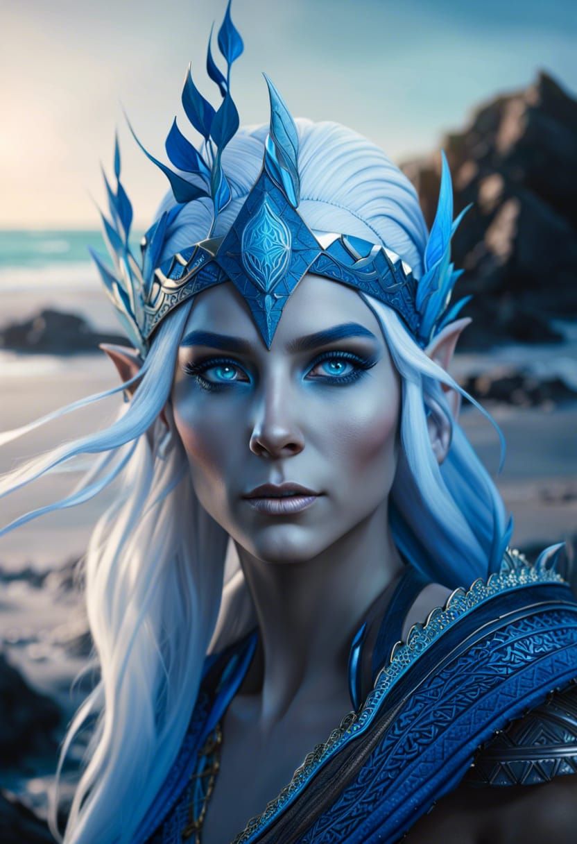 Cinematic Portrait of a Fantasy Sea Elf Woman