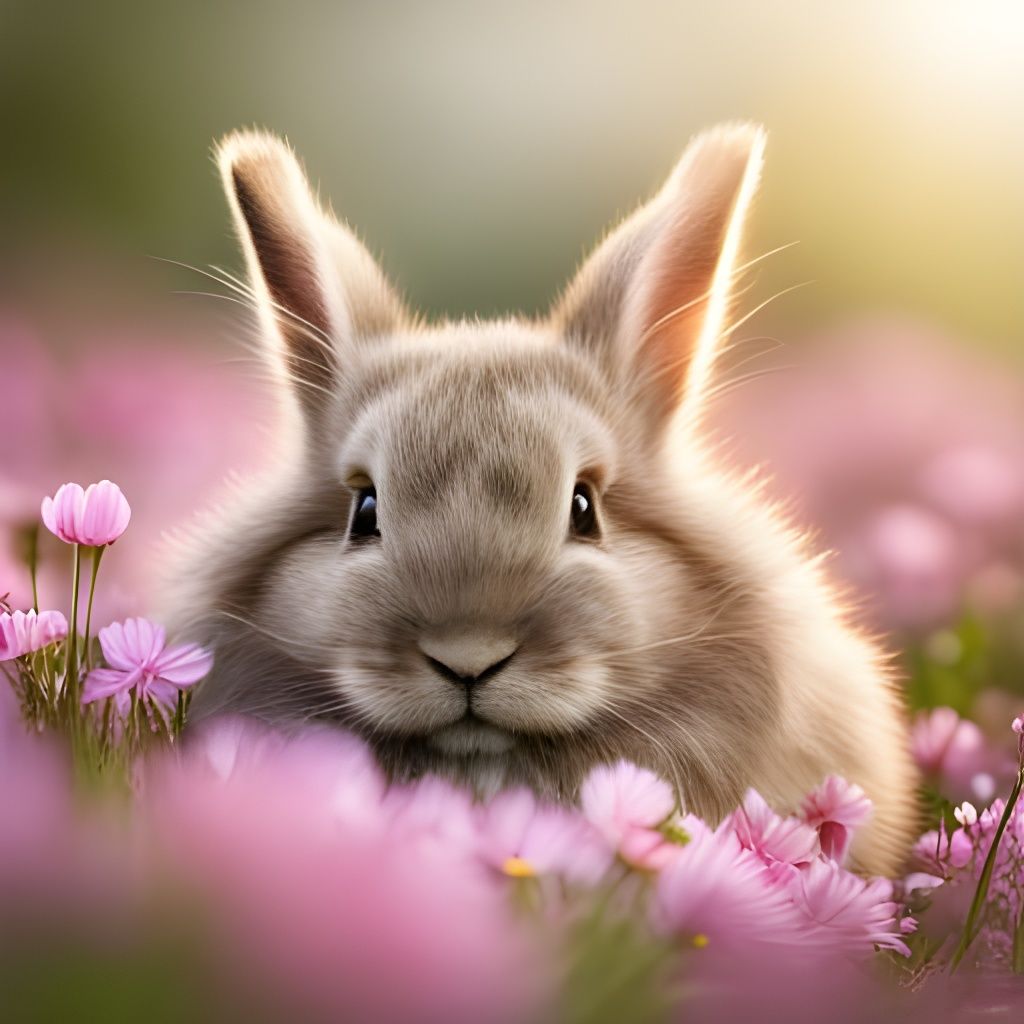 Adorable Fluffy Bunny with Pink Nose