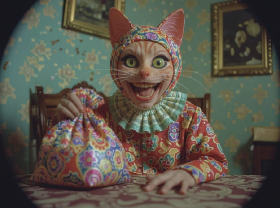 Horrifying Being With Magic Bag in Surreal Distorted Space