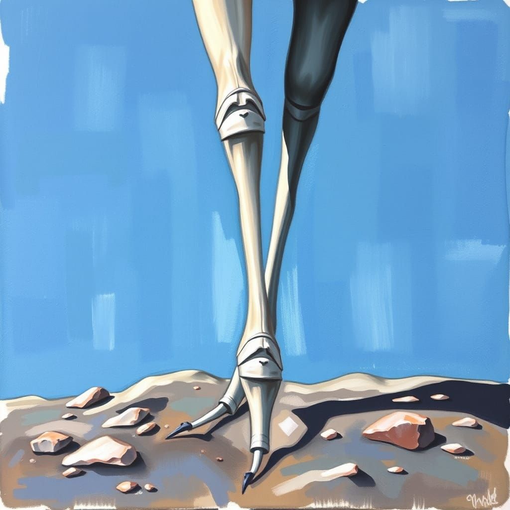 Detailed Gouache Painting: Feet on Solid Ground