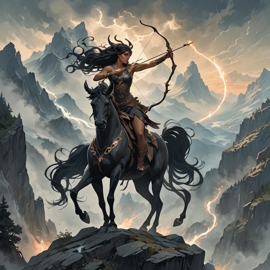 Mystical Centaur Launches Radiant Arrow at Humanity from Neb...