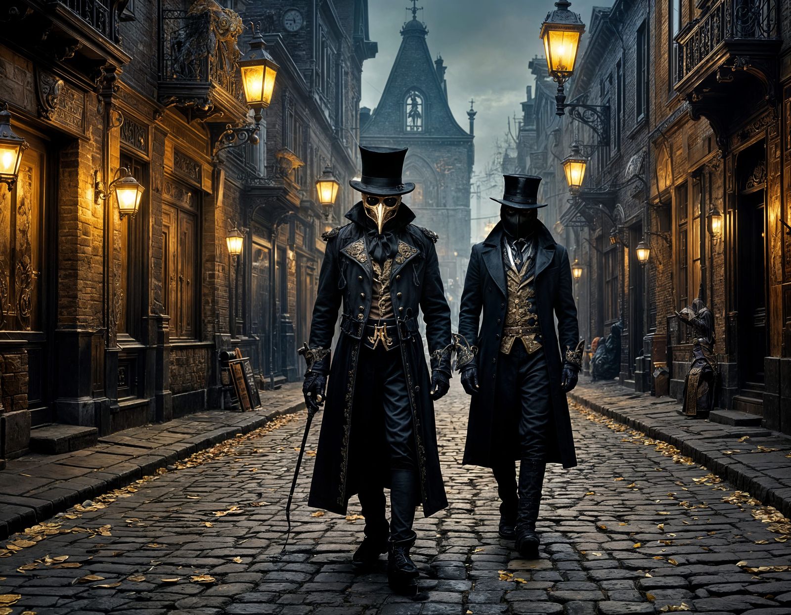 Victorian Plague Doctor Vigilante in Ornate Attire