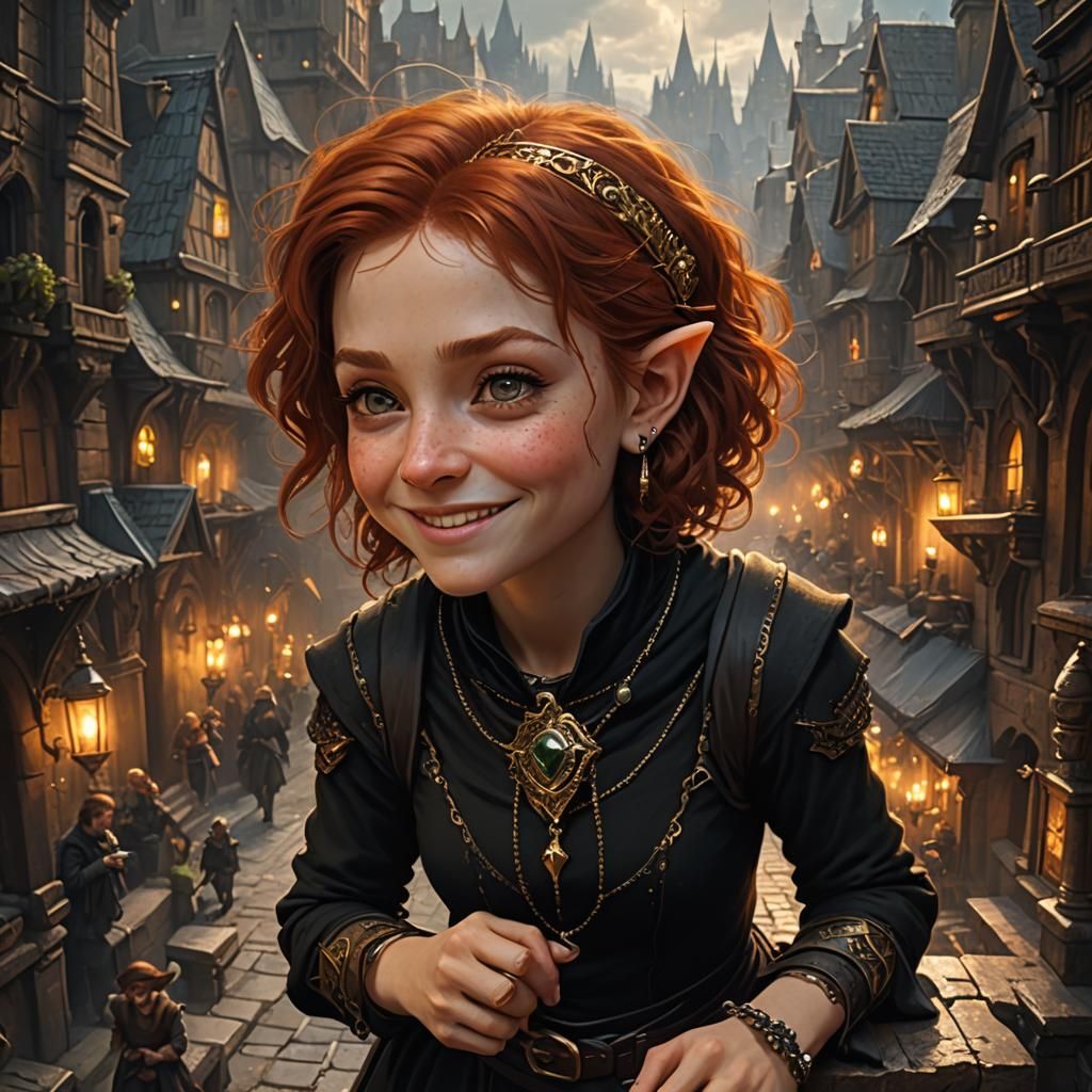 Halfling Thief with Red Hair and Jewels