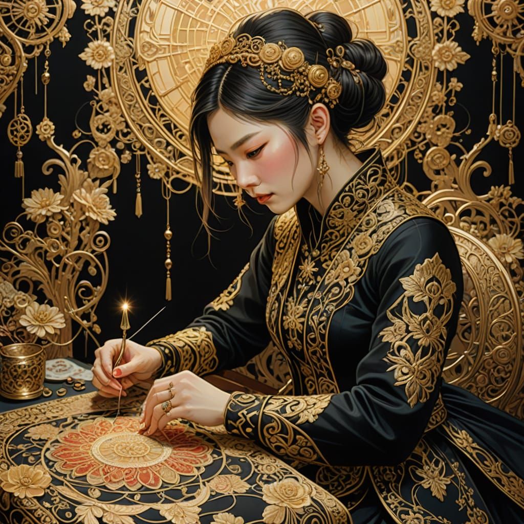 Haberdasherypunk Seamstress in Art Nouveau Style