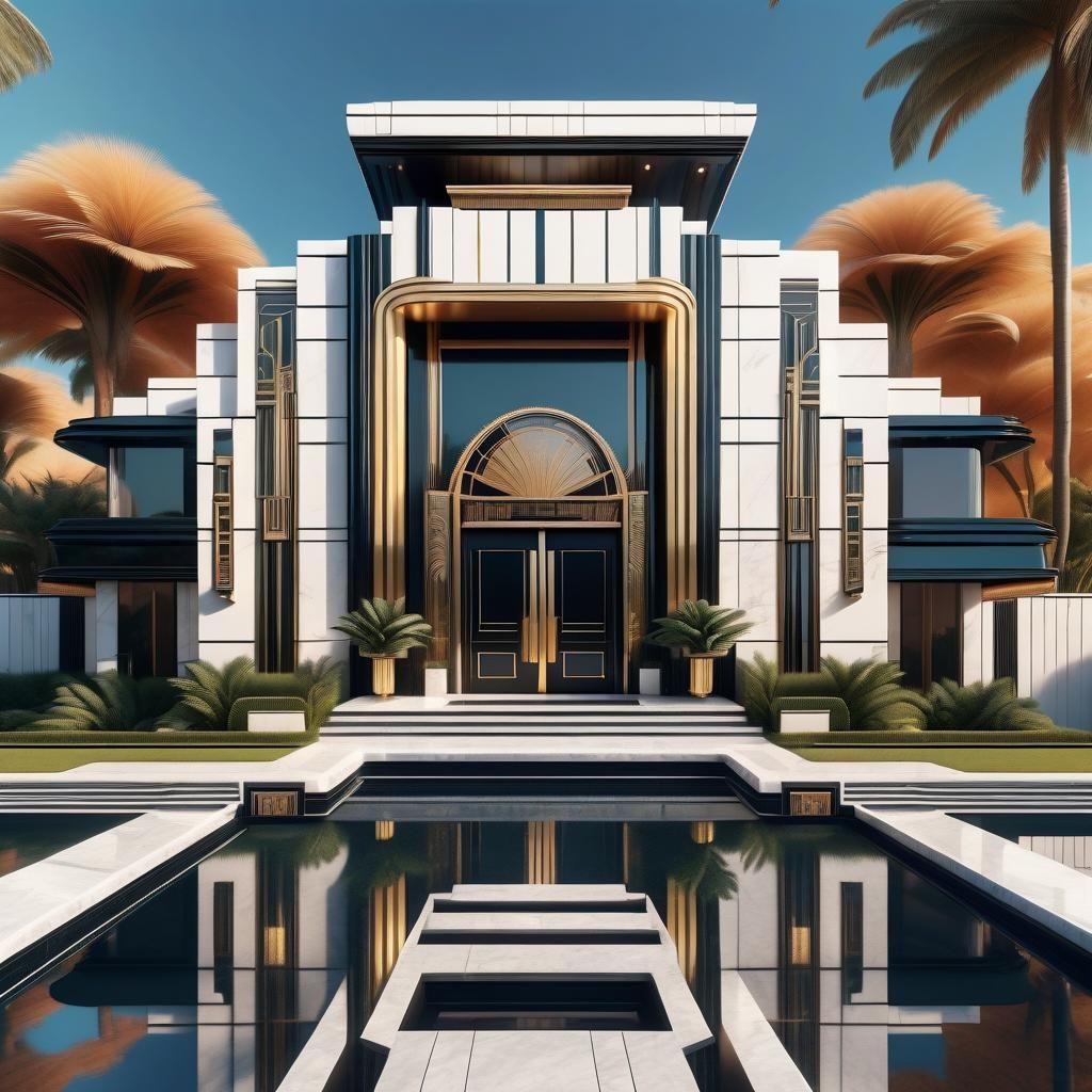 Art Deco House Exterior with Luxurious Details