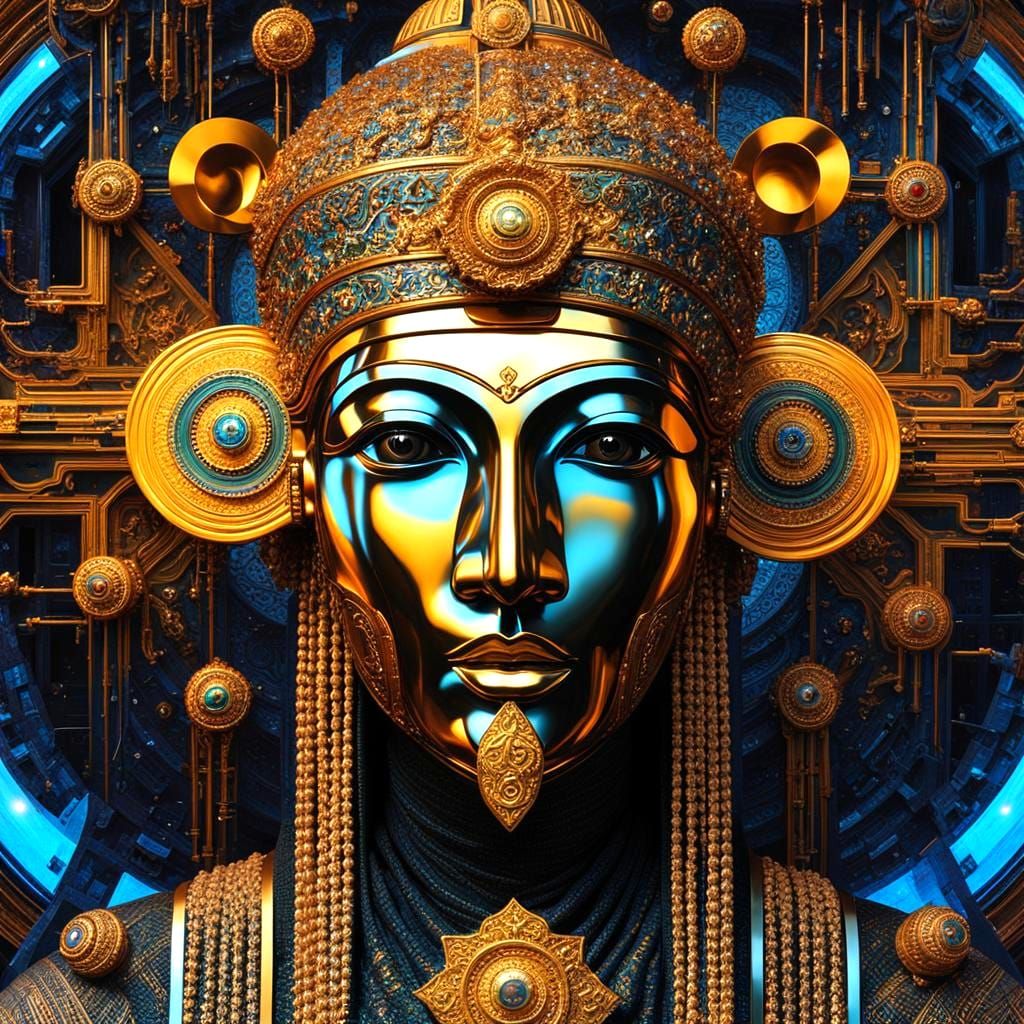 Transcendent AI Entity in Cyberpunk Hierarchy