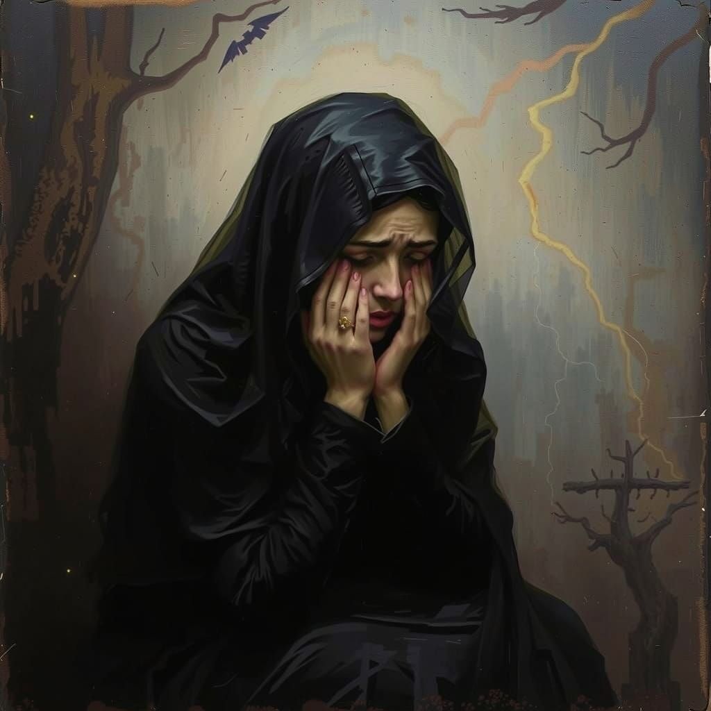 Moody Mother in Turbulent Thunderstorm, Inspired by Dark Fan...