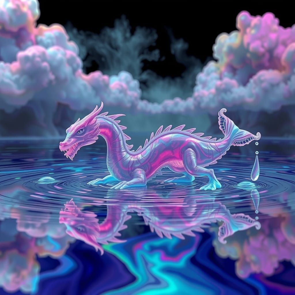 Dragon and Mermaid Lake: Iridescent Fluid Sculpture