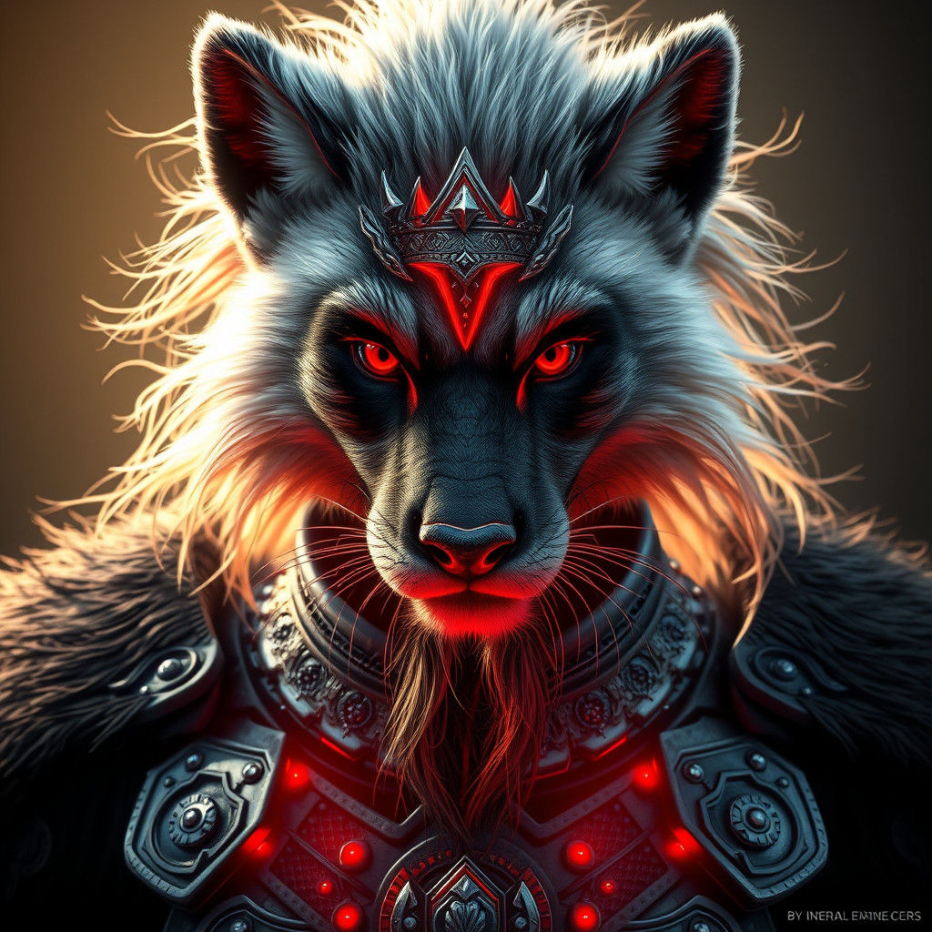 Mythical Viking-Mink Warrior in Elaborate Armor