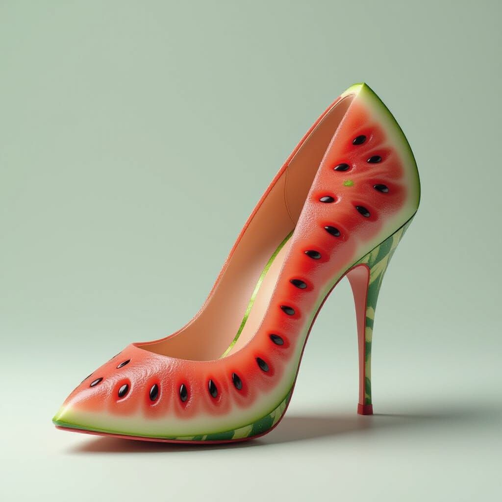 Watermelon High Heel Shoe in Digital Art Style