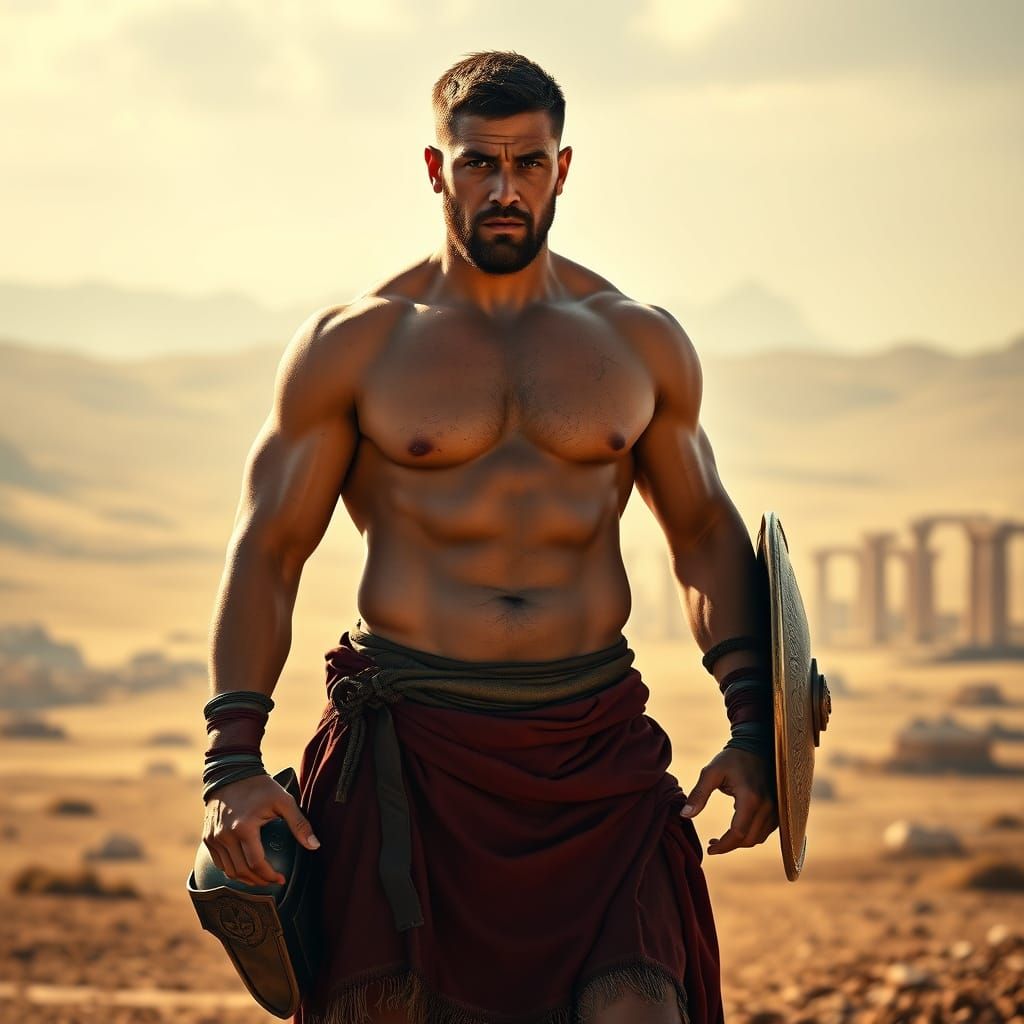 Ancient Roman Warrior in Epic Battle Scene