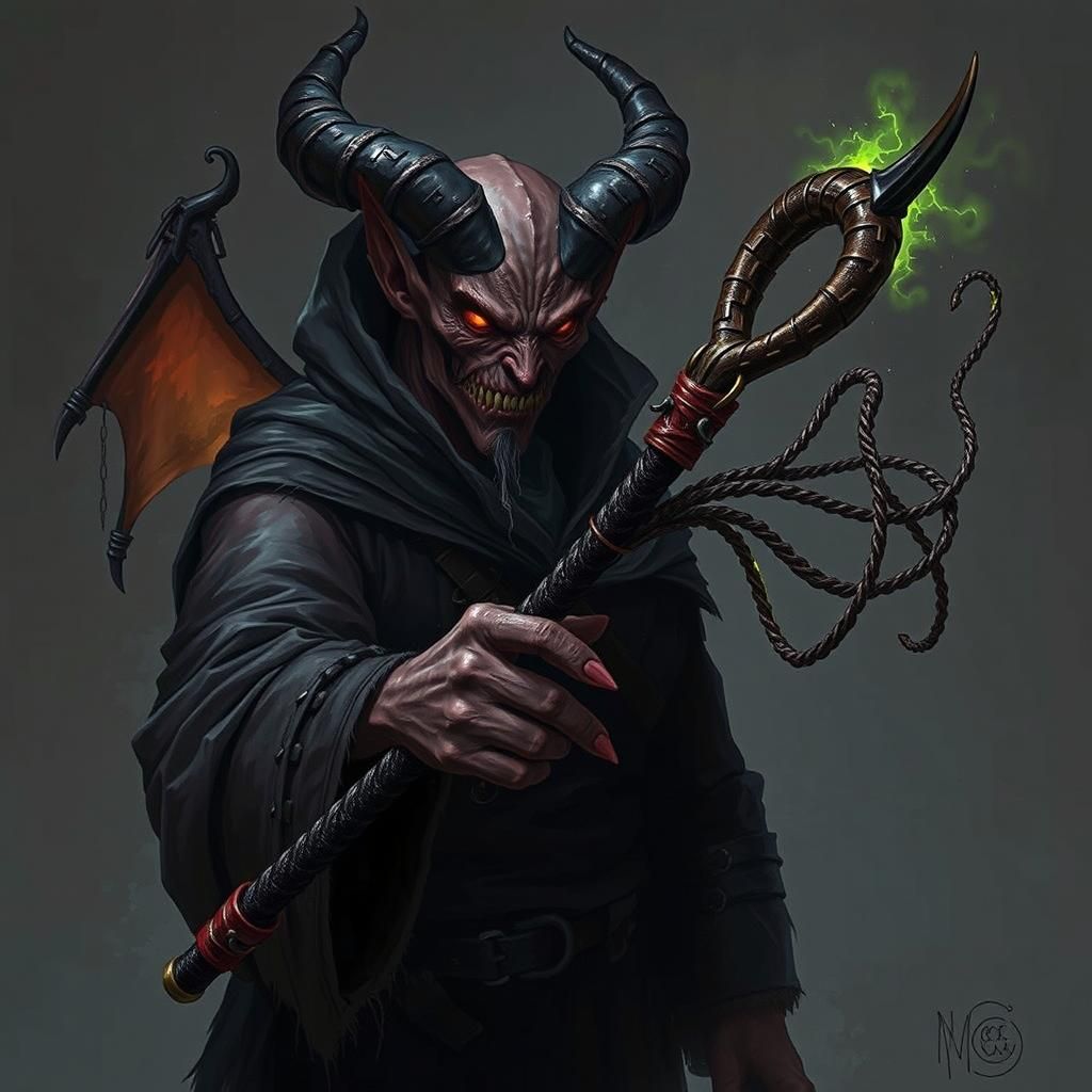 Demonic Offer: A Spine Whip in Dark Surrealism