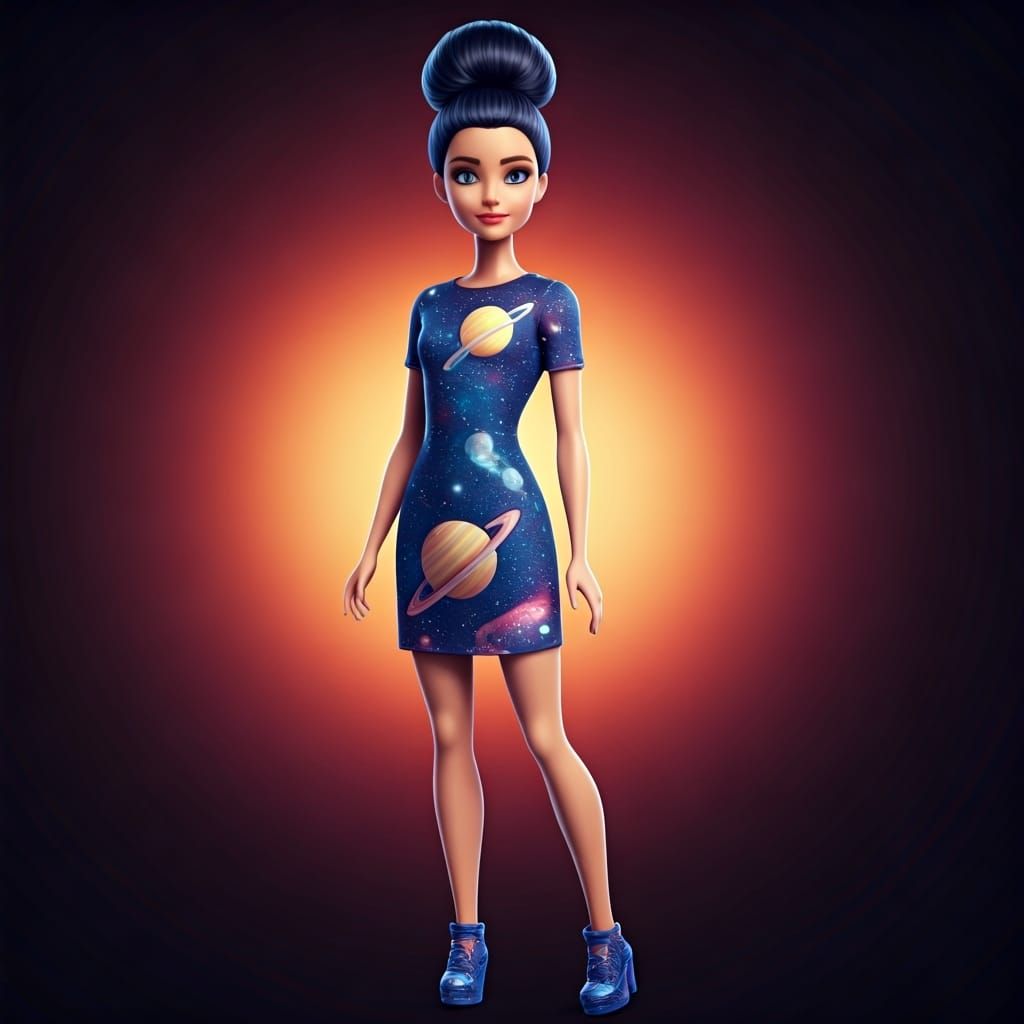 Cosmic Barbie Doll: 3D Digital Art