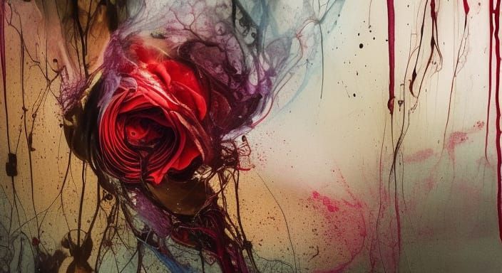 Roses Dissolving into Smoke: Liquid Ink Fine Art