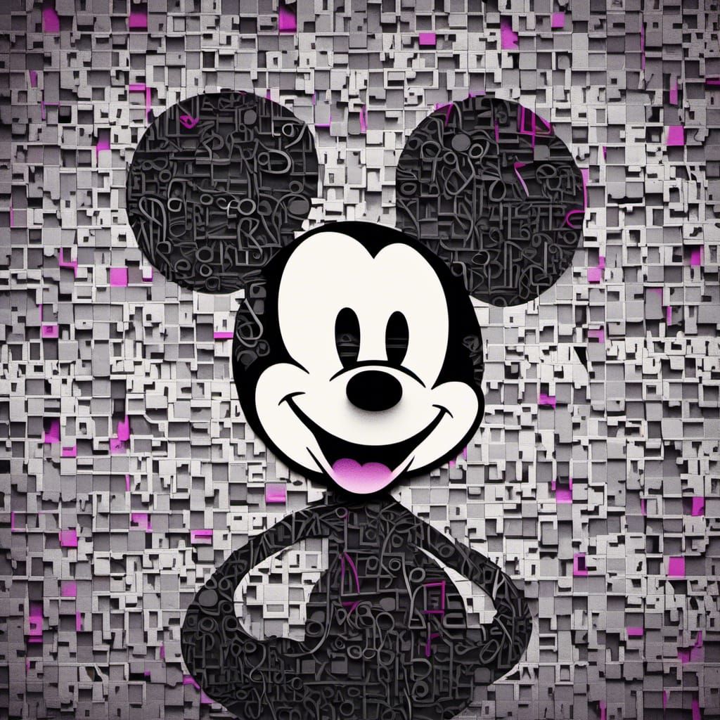 Mickey Mouse Letter Art in Synthwave Style