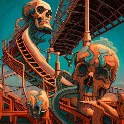 Skulls and Snakes Ride a Carnival Rollercoaster