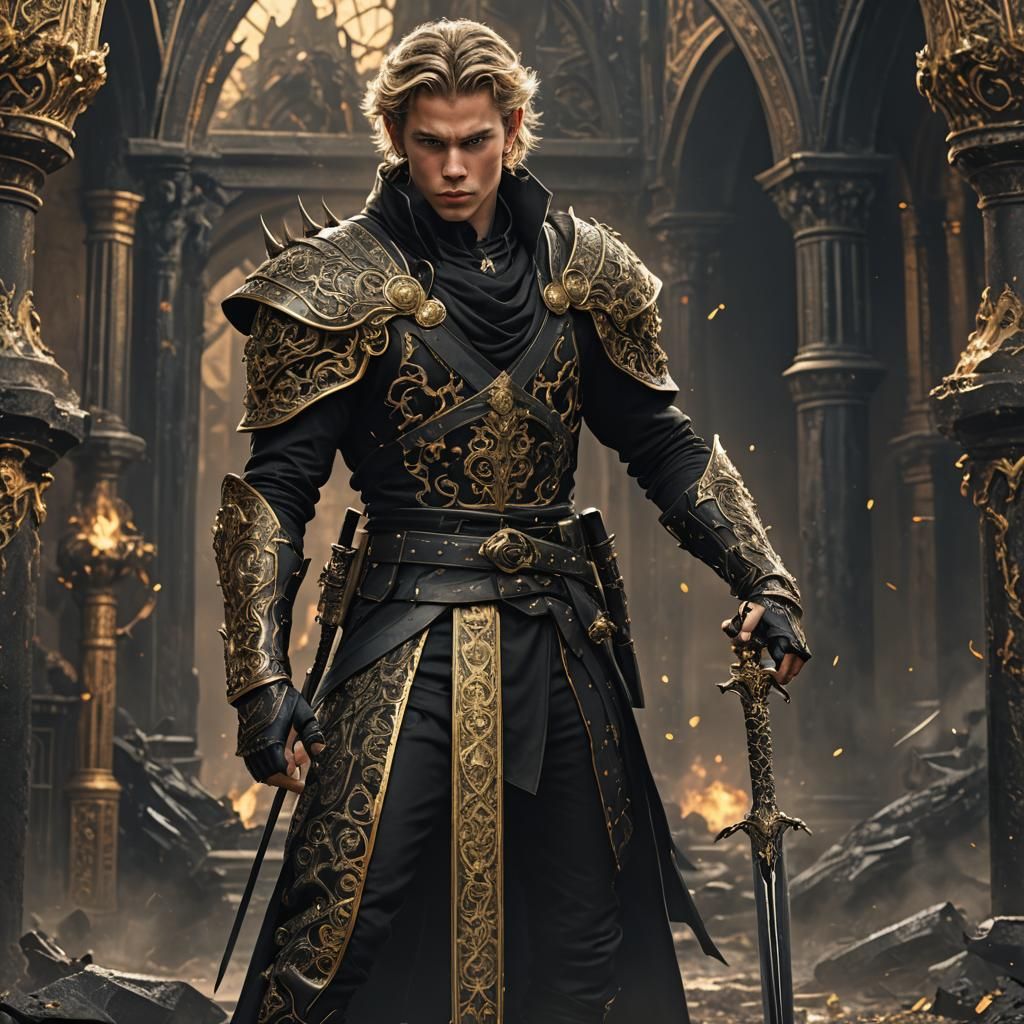 Evil Prince with Black Sword Fantasy Art