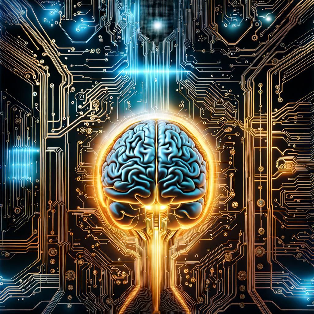 Holographic Positronium Brain Schematic in Sci-Fi Style