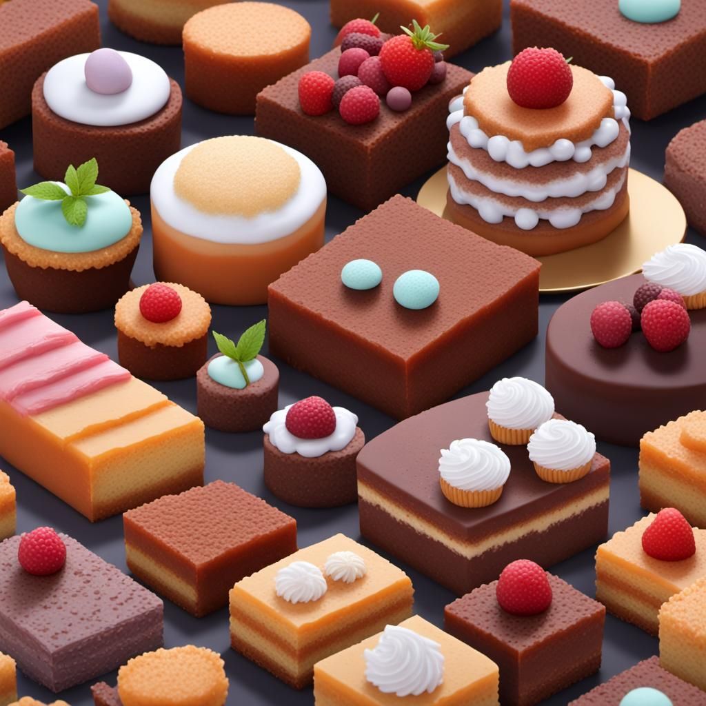 Delicious Cakes: A Texture-Rich Dessert Display