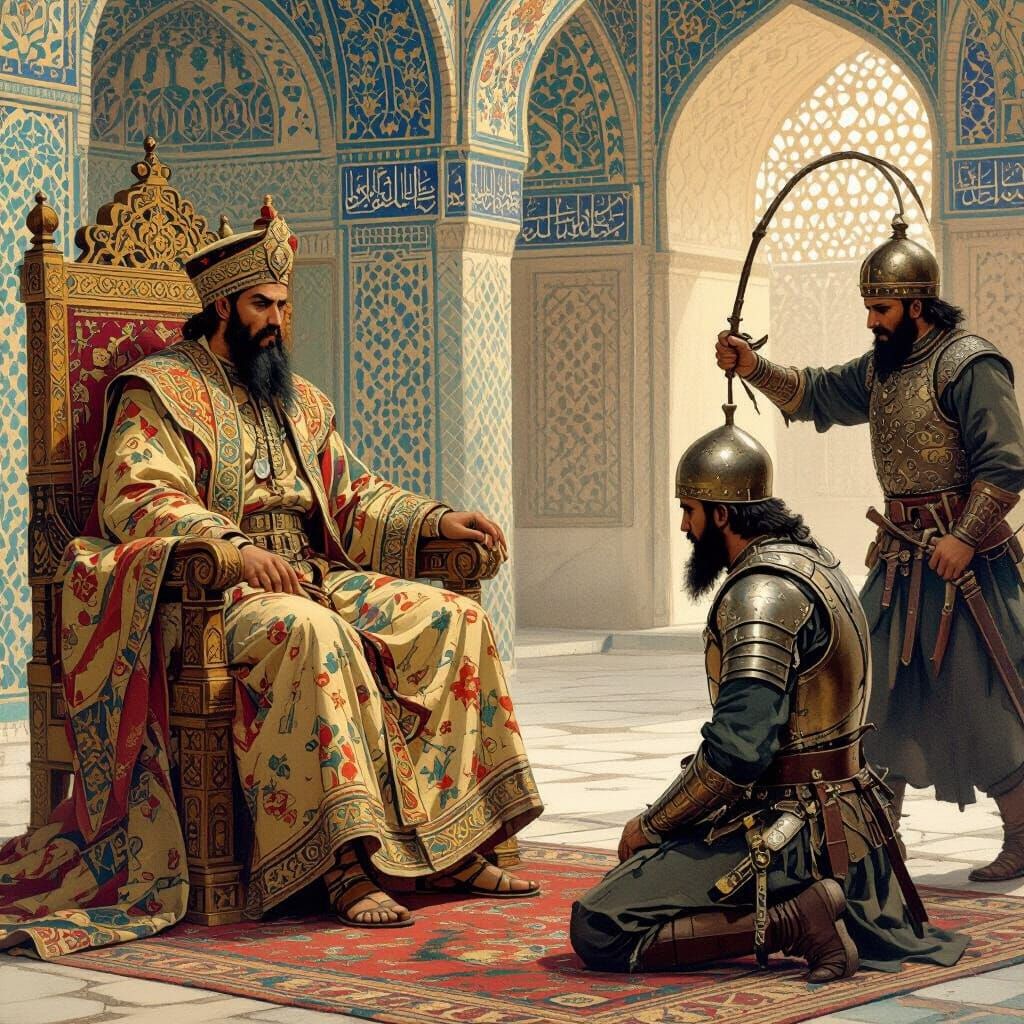 Khorezmian Ruler Punishes Commander in Court