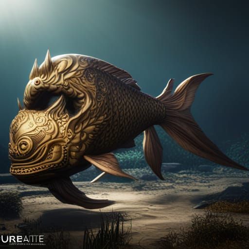Fish Wolf Hybrid in Detailed Matte Painting