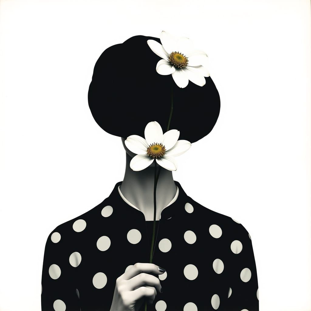 Minimalist Woman with Flower in Pop Art Style