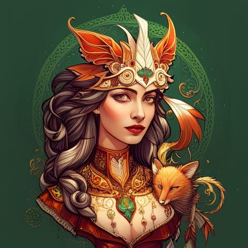 Steampunk Fox Queen in Luminous Colors