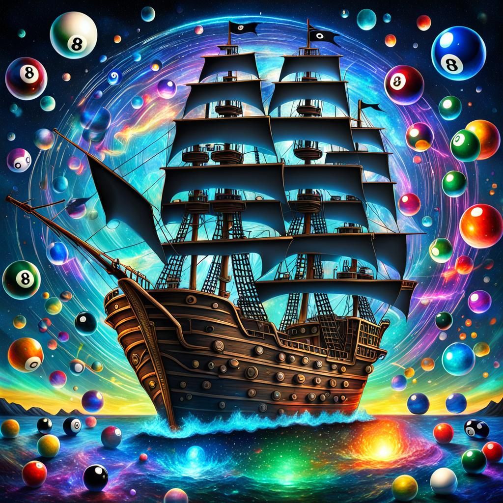 Pirate Eight Ball Ship Fires Billiard Balls