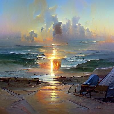 Beach Sunrise as Oil Painting