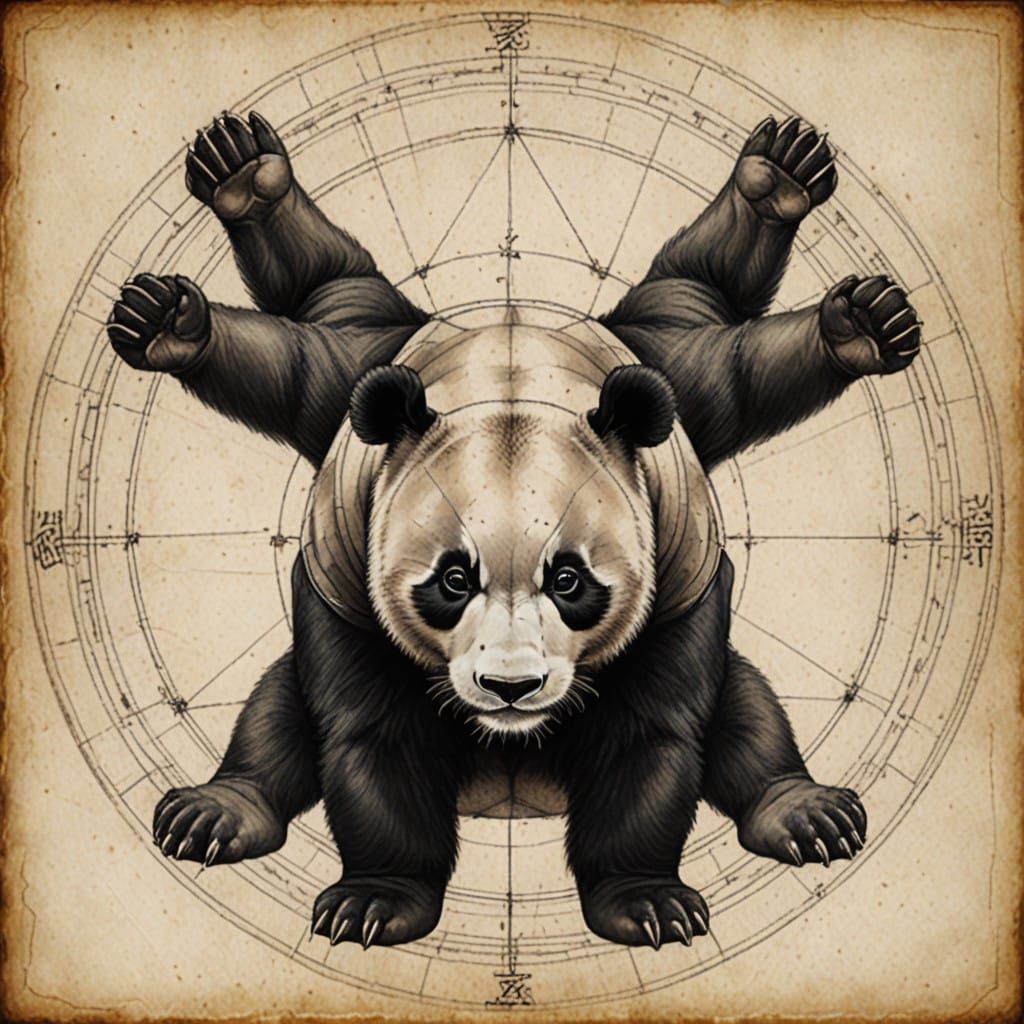 Panda in Perfect Proportions as Renaissance Masterpiece