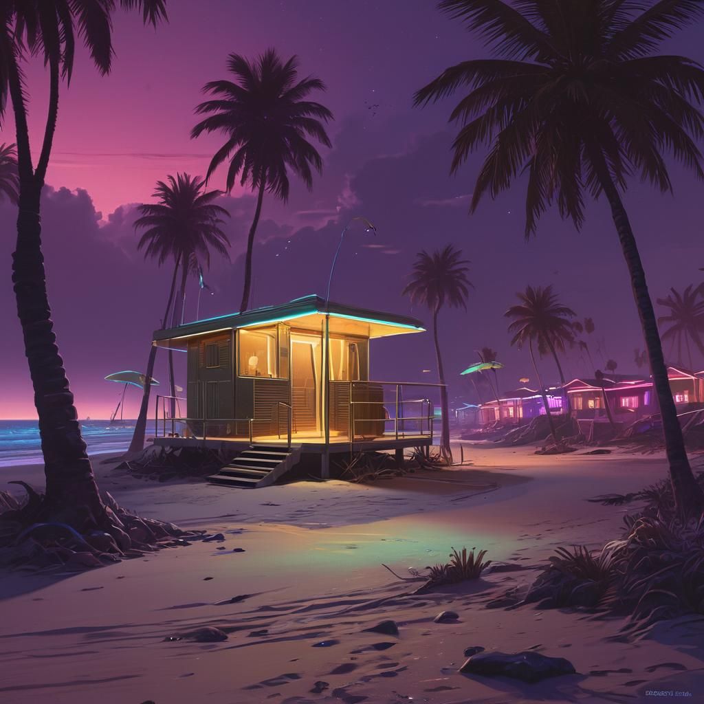 Retro-Futuristic Seaside Planet Concept Art