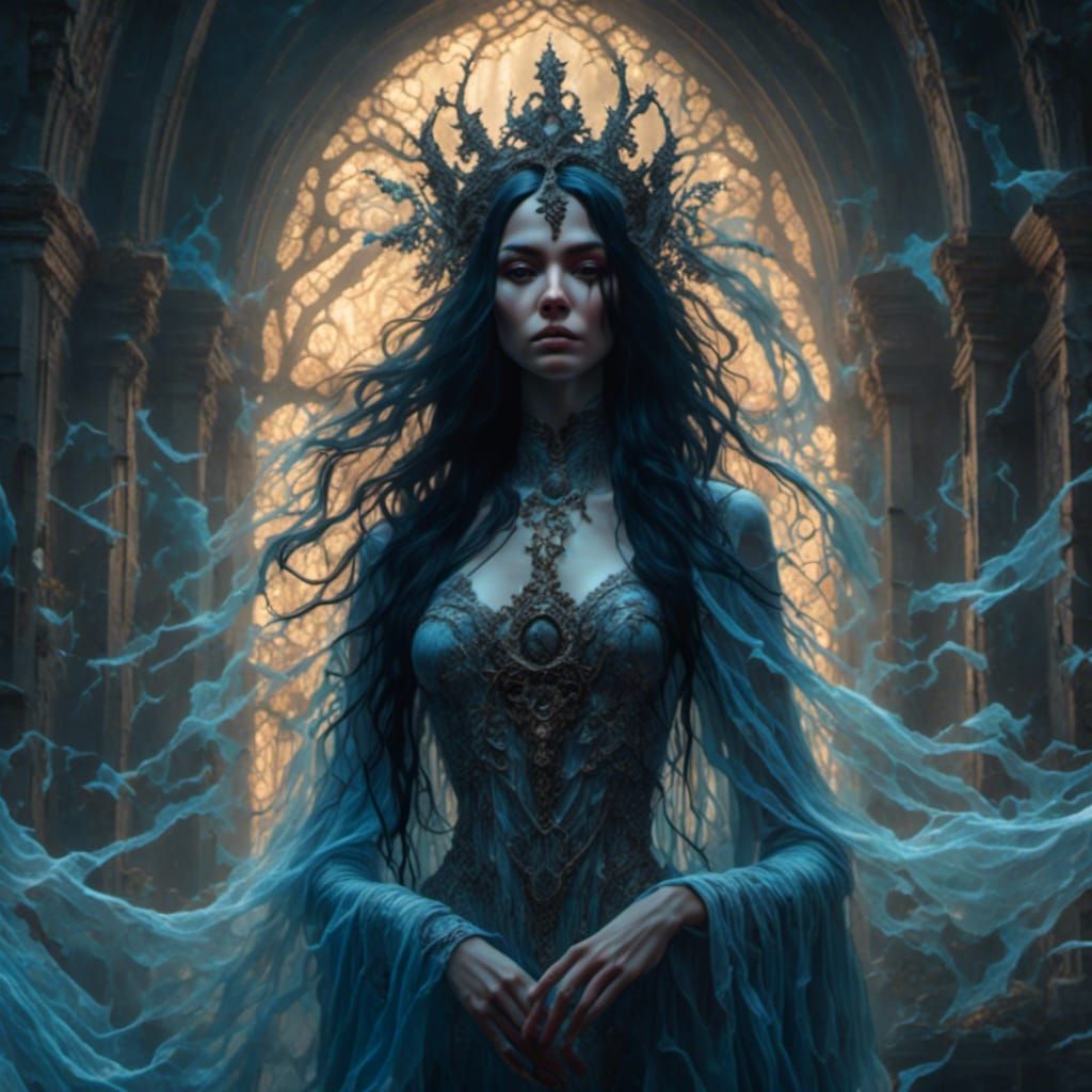 Dark Priestess Portrait in Volumetric Lighting