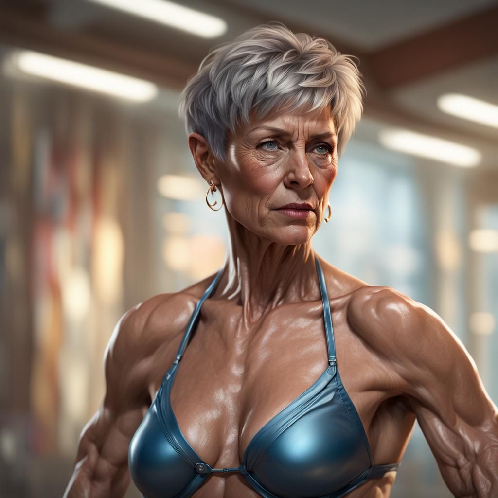Muscular Woman in Bikini: Photorealistic Fashion Portrait