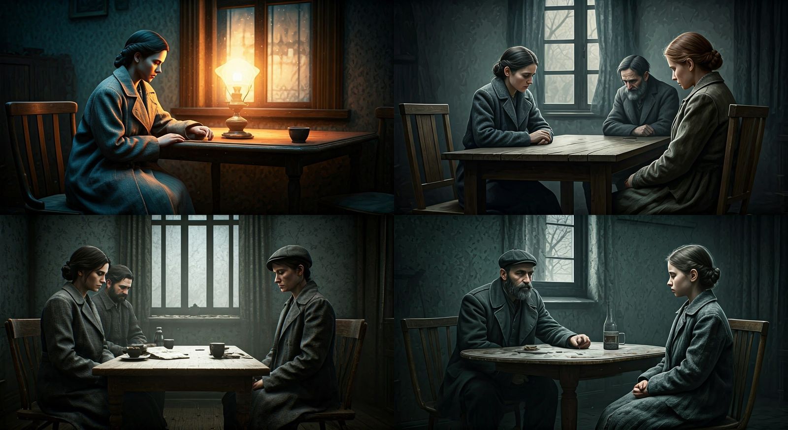 A Young Jewish Girl in a Gray Winter Scene with Her Parents