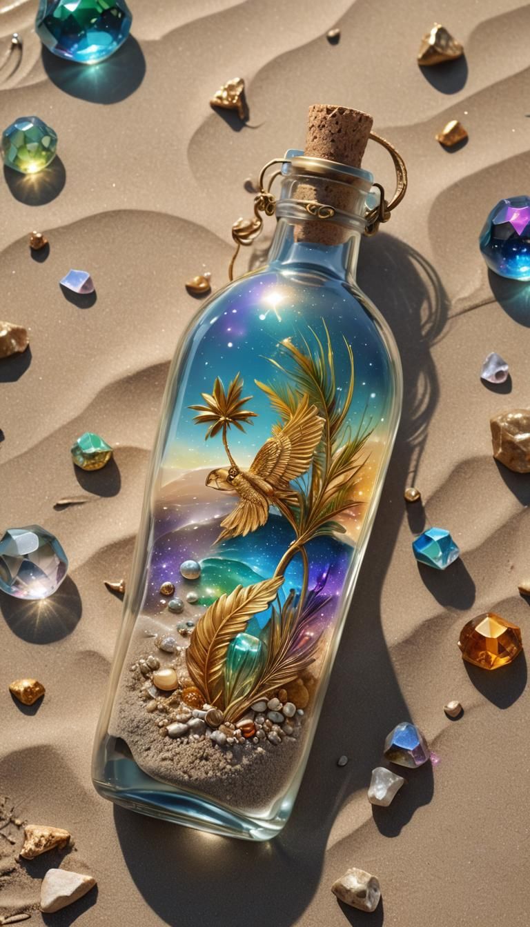 Golden Fairy with Rainbow Dust, Astral Illustration