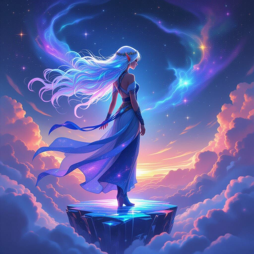 Ethereal Elf Braiding Starlight Hair in Cosmos