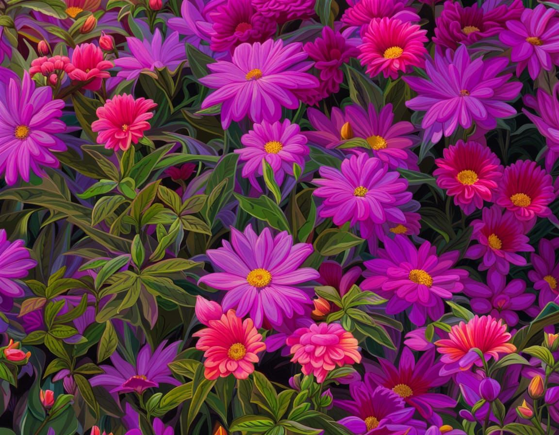 Radiant Hawaiian Garden Paradise in Vivid Colors