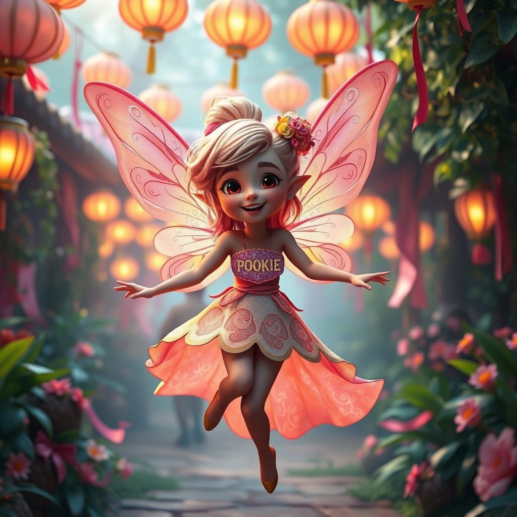 Vibrant Fairy Dances in Enchanted Festival Amidst Twinkling...
